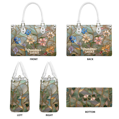 Grandma's Garden - Personalized Grandma Leather Handbag