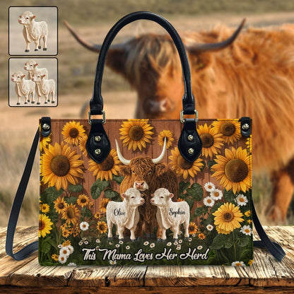This Mom Loves Her Herd - Personalized Mother Leather Handbag