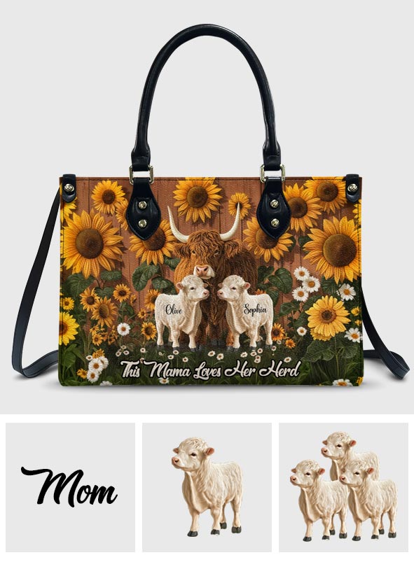 This Mom Loves Her Herd - Personalized Mother Leather Handbag