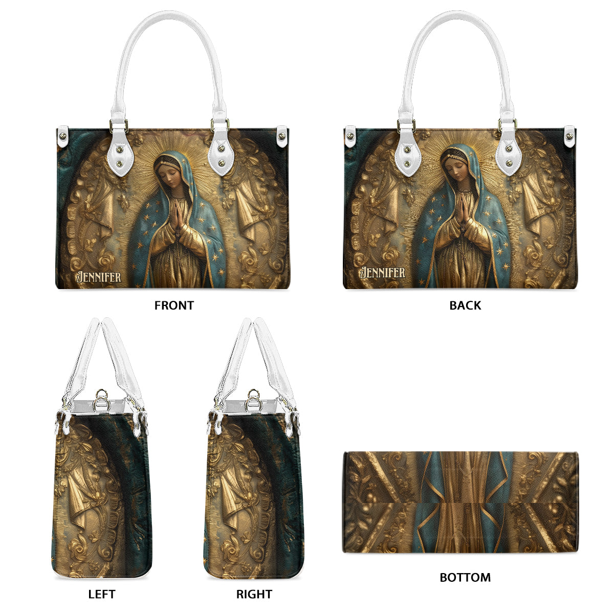 Mary, Our Mother - Personalized Christian Leather Handbag