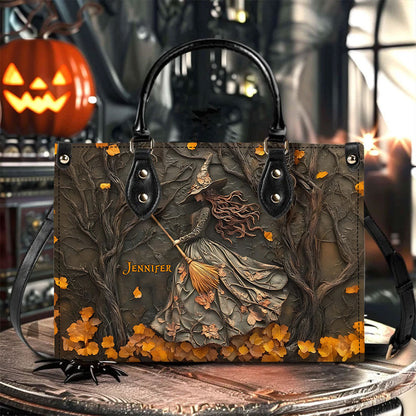Moonlight Broom - Personalized Witch Leather Handbag