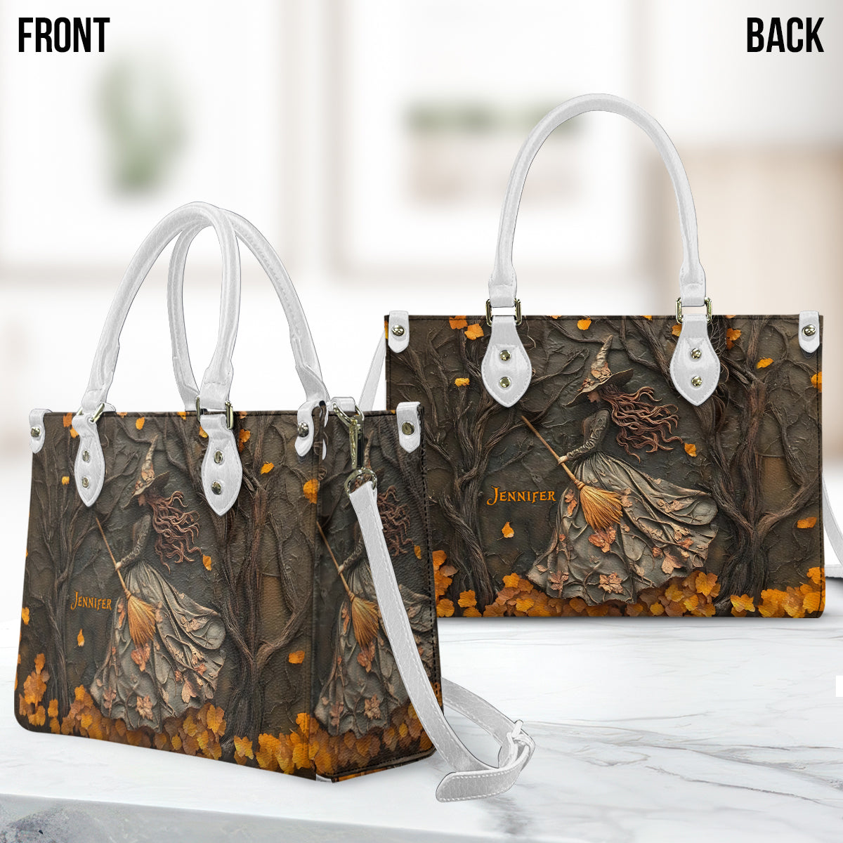 Moonlight Broom - Personalized Witch Leather Handbag
