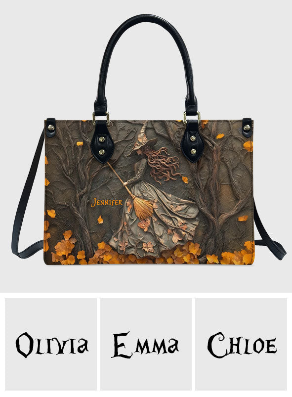 Moonlight Broom - Personalized Witch Leather Handbag