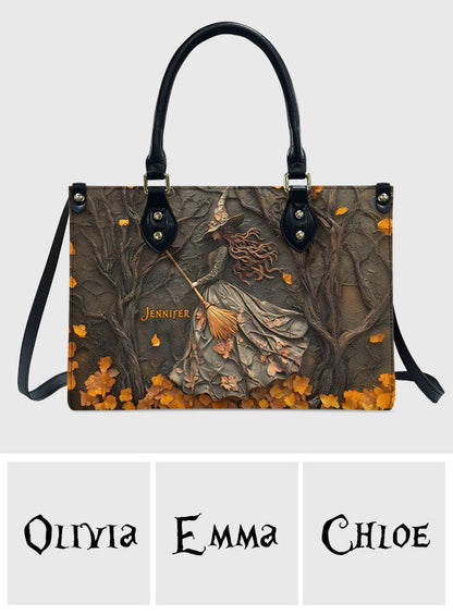 Moonlight Broom - Personalized Witch Leather Handbag