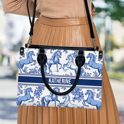Horse Toile de Jouy - Personalized Horse Leather Handbag