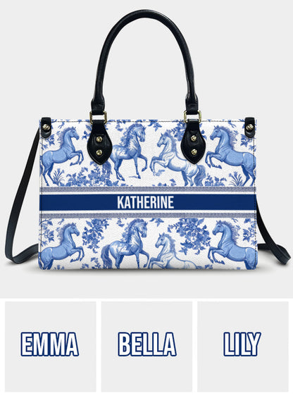 Horse Toile de Jouy - Personalized Horse Leather Handbag