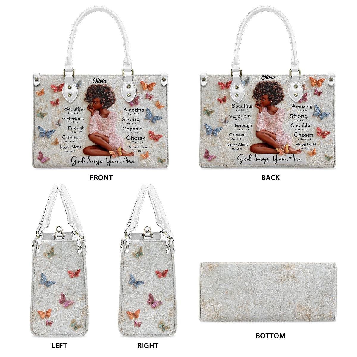 God Says You Are - Personalized African American Leather Handbag