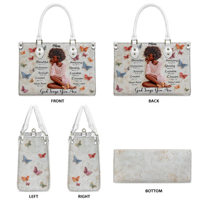 God Says You Are - Personalized African American Leather Handbag