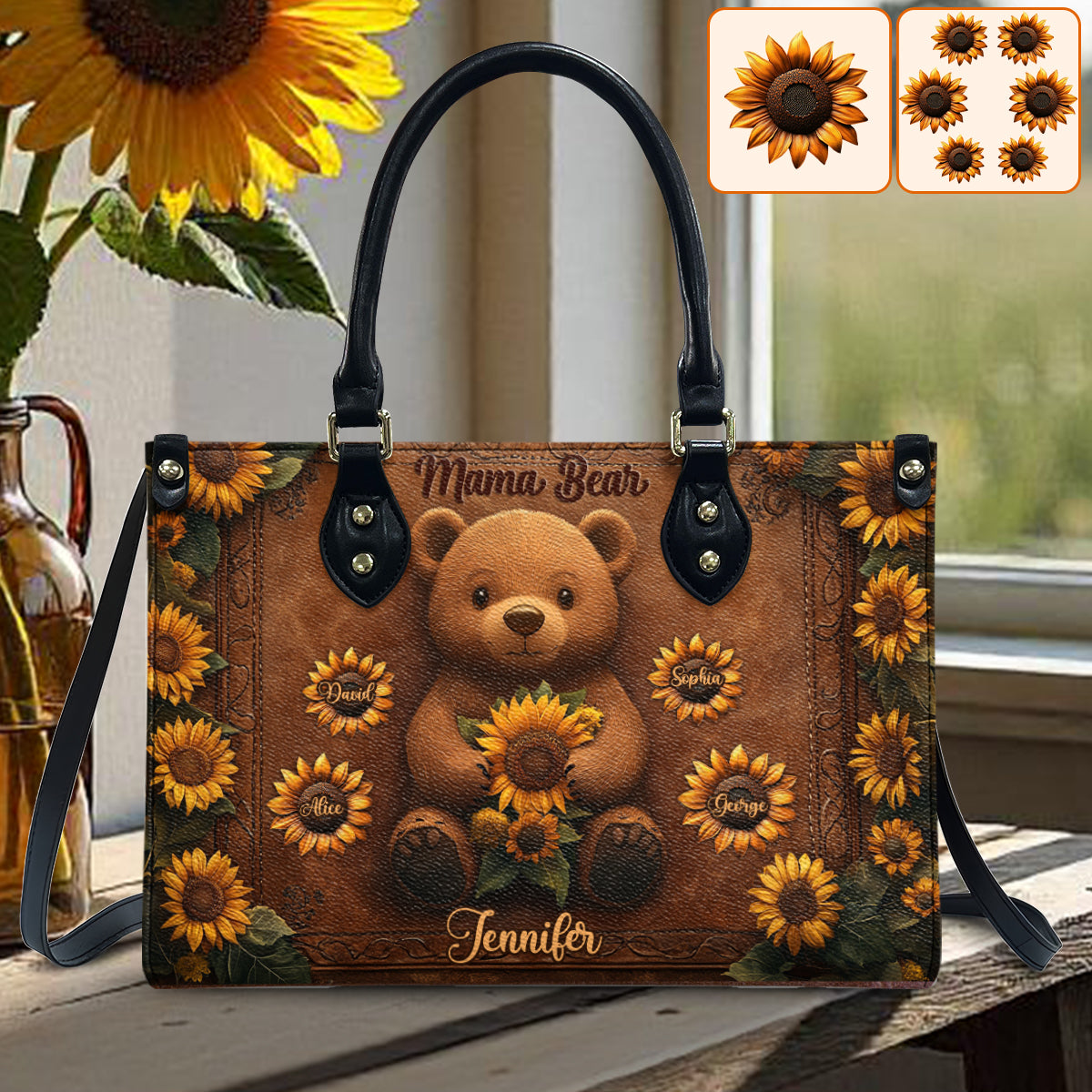 Mama Bear - Personalized Mother Leather Handbag
