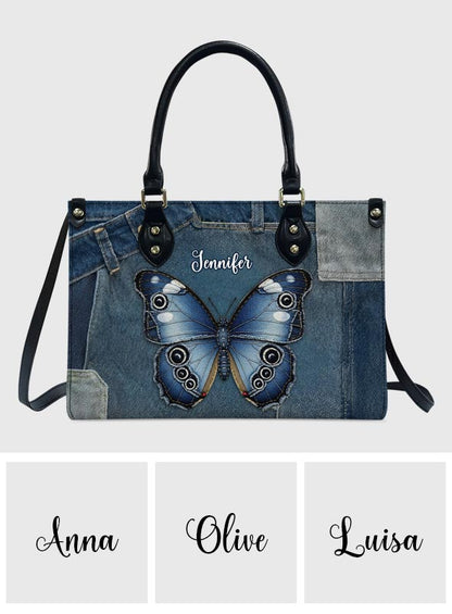 Blue Morpho Butterfly - Personalized Butterfly Leather Handbag