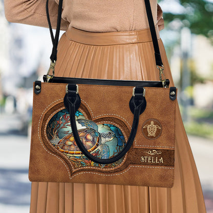 Turtle Lover - Personalized Turtle Leather Handbag