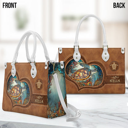 Turtle Lover - Personalized Turtle Leather Handbag