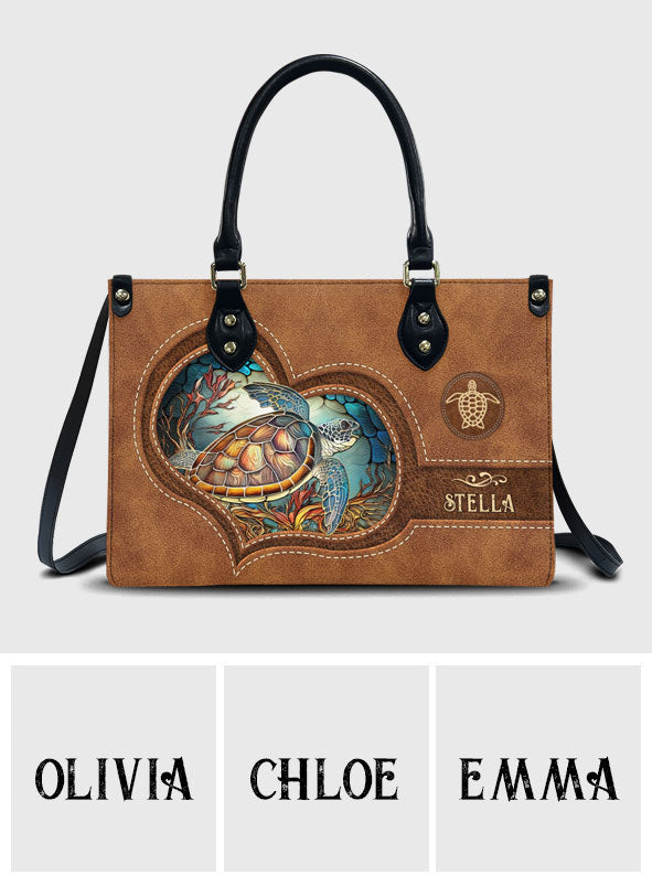 Turtle Lover - Personalized Turtle Leather Handbag