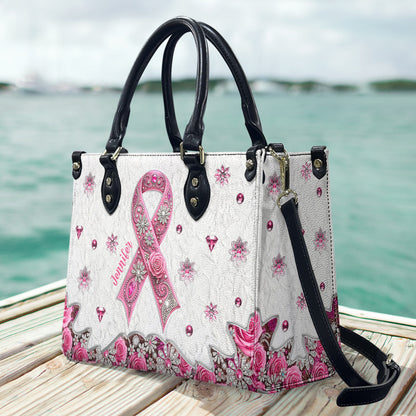 Breast Cancer Awareness - Personalized Breast Cancer Awareness Leather Handbag