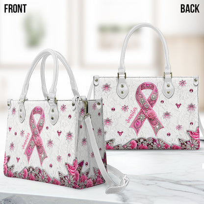 Breast Cancer Awareness - Personalized Breast Cancer Awareness Leather Handbag