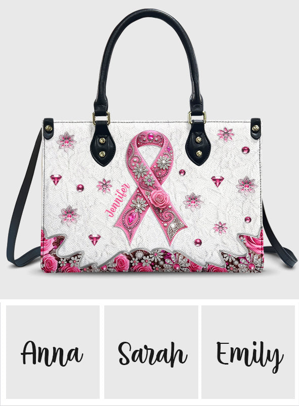 Breast Cancer Awareness - Personalized Breast Cancer Awareness Leather Handbag