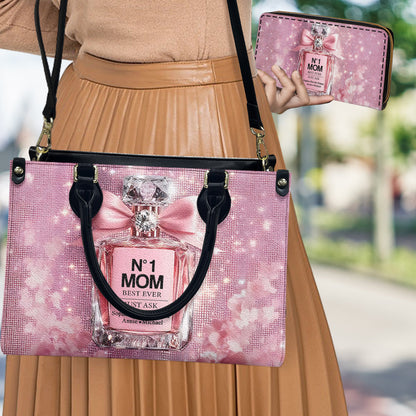 No1 Mom Ever - Personalized Mother Leather Handbag & Leather Long Wallet