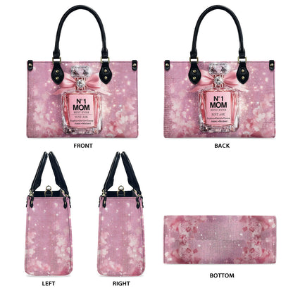 No1 Mom Ever - Personalized Mother Leather Handbag & Leather Long Wallet