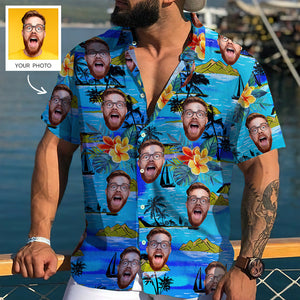 Custom Face Shirt Men's Hawaiian Shirt Big Pineapple