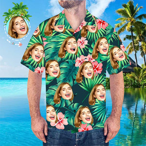 Black Friday Custom Tropical Shirts Custom Dog Face Hawaiian Shirt Leaves & Flowers Shirt for Christmas Gifts