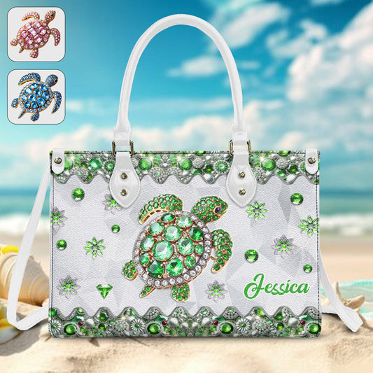 Love Turtles - Personalized Turtle Leather Handbag