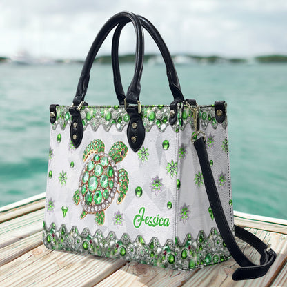 Love Turtles - Personalized Turtle Leather Handbag
