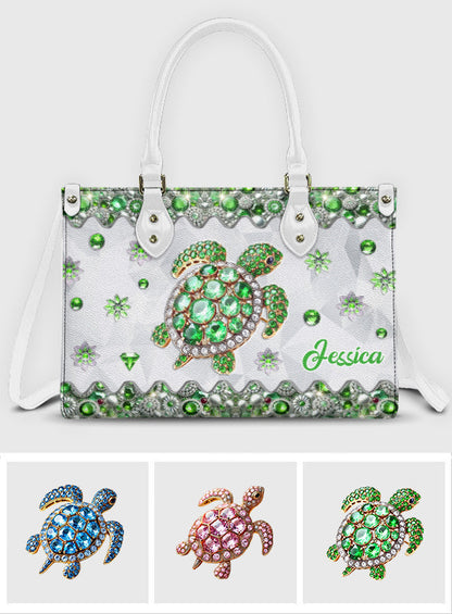 Love Turtles - Personalized Turtle Leather Handbag