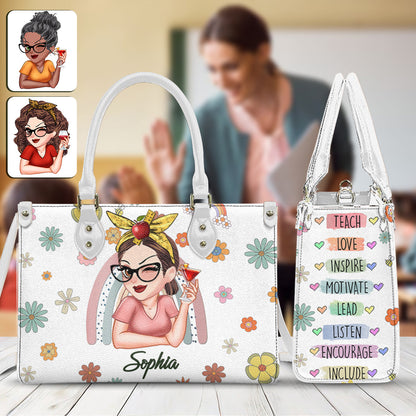 Teach Love Inspire - Personalized Teacher Leather Handbag