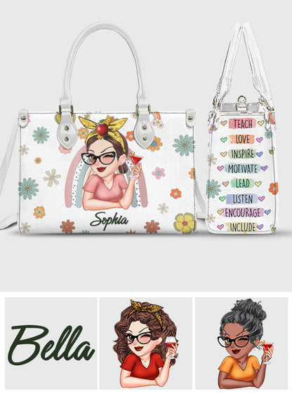 Teach Love Inspire - Personalized Teacher Leather Handbag