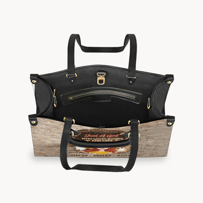 Love Books And Cats - Personalized Book Leather Handbag