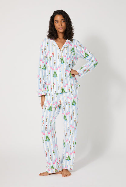 Sugarplum Stripe Long Sleeve Classic Stretch Jersey Pj Set