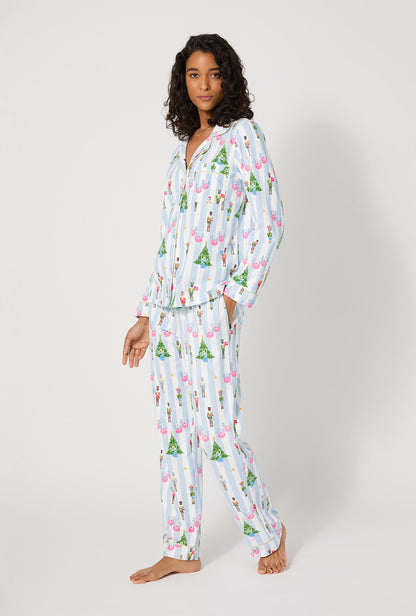 Sugarplum Stripe Long Sleeve Classic Stretch Jersey Pj Set