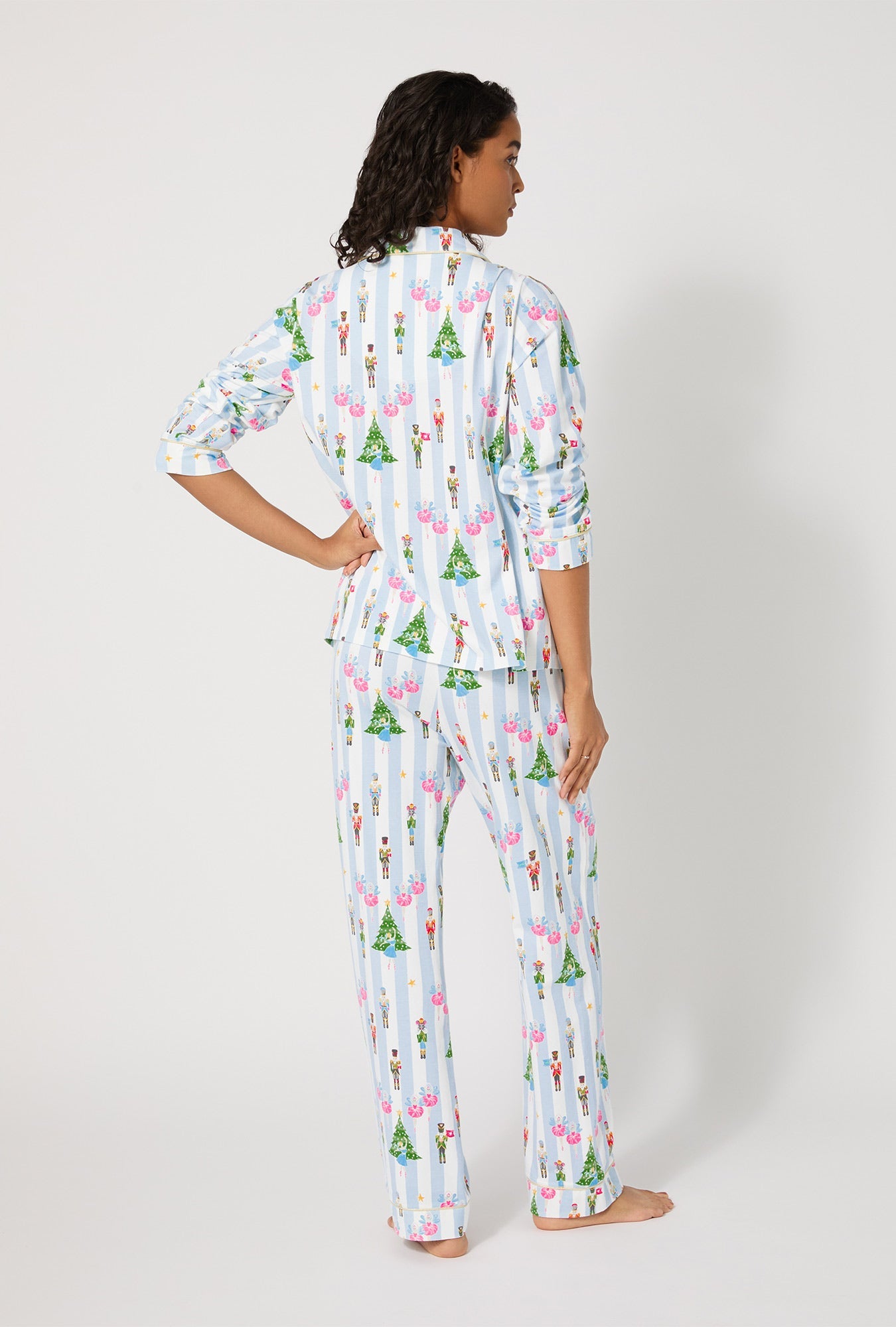 Sugarplum Stripe Long Sleeve Classic Stretch Jersey Pj Set