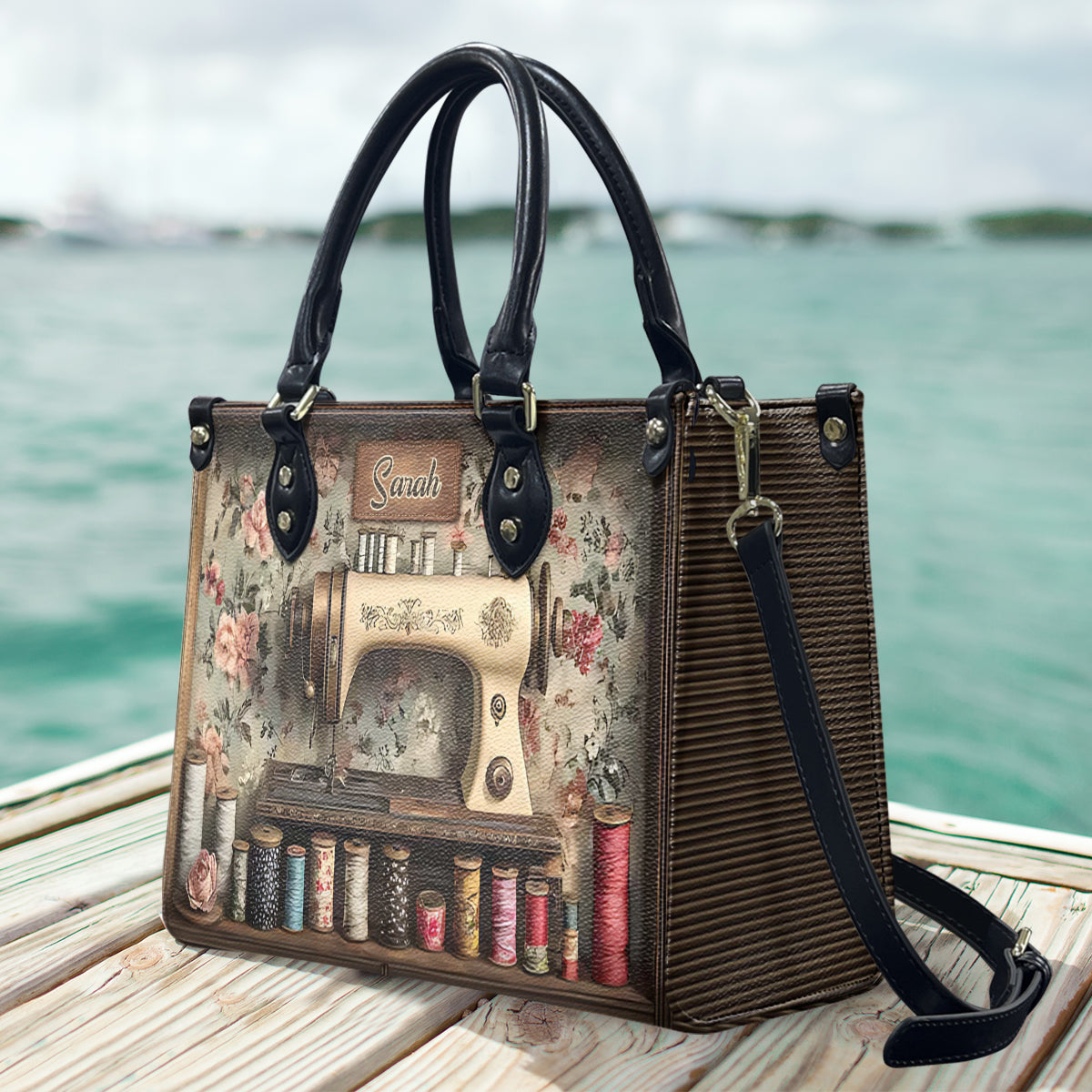 Vintage Sewing Room - Personalized Sewing Leather Handbag
