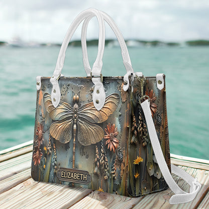 Stunning Dragonfly - Personalized Dragonfly Leather Handbag