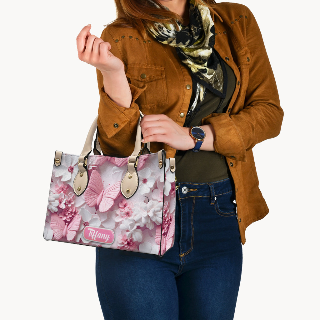 Wonderful Butterflies - Personalized Butterfly Leather Handbag