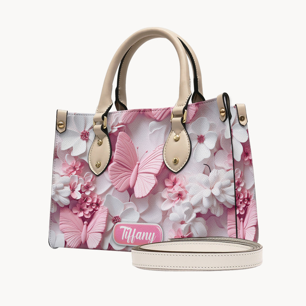 Wonderful Butterflies - Personalized Butterfly Leather Handbag