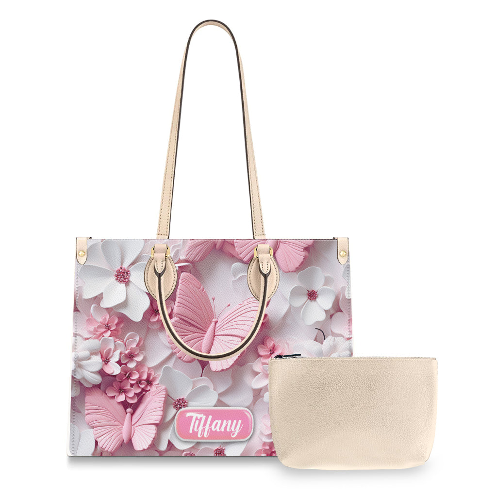 Wonderful Butterflies - Personalized Butterfly Leather Handbag