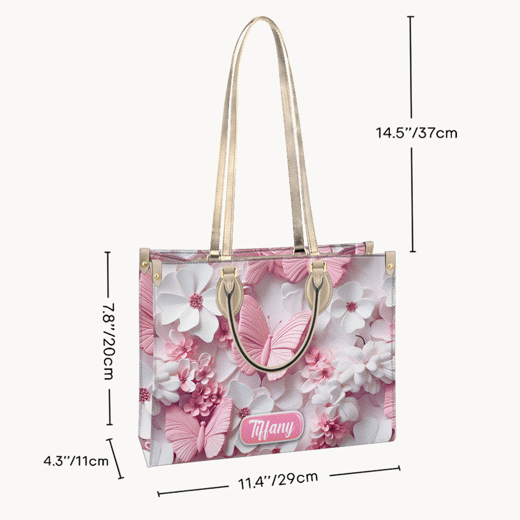 Wonderful Butterflies - Personalized Butterfly Leather Handbag