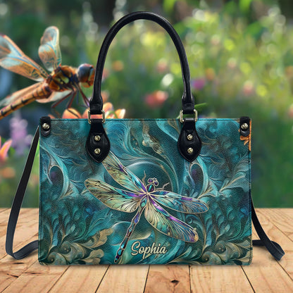 Beautiful Dragonfly - Personalized Dragonfly Leather Handbag