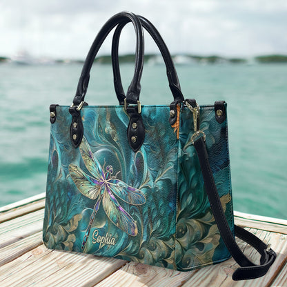 Beautiful Dragonfly - Personalized Dragonfly Leather Handbag