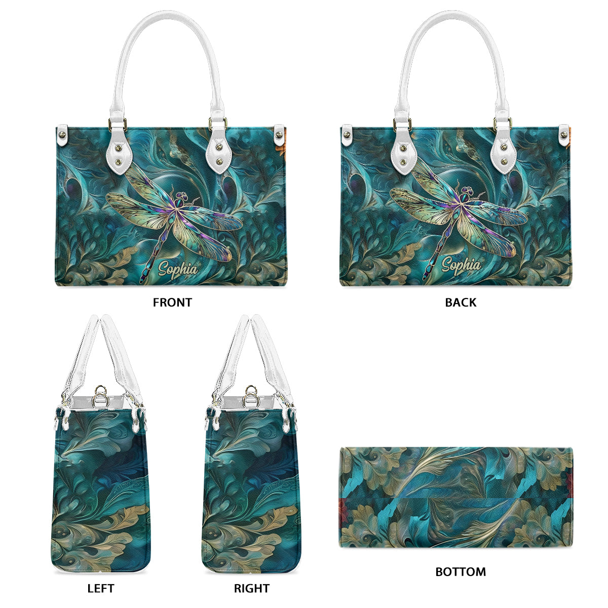 Beautiful Dragonfly - Personalized Dragonfly Leather Handbag