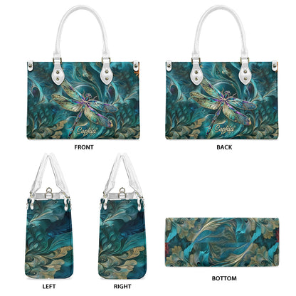 Beautiful Dragonfly - Personalized Dragonfly Leather Handbag