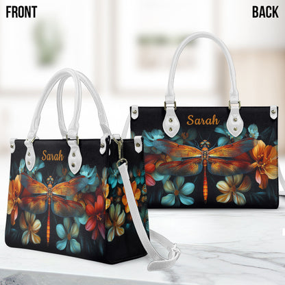 Stunning Dragonfly - Personalized Dragonfly Leather Handbag