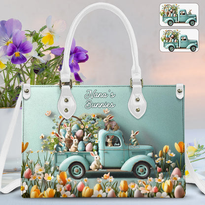 Mama/ Nana's ... Bunnies - Personalized Grandma Leather Handbag