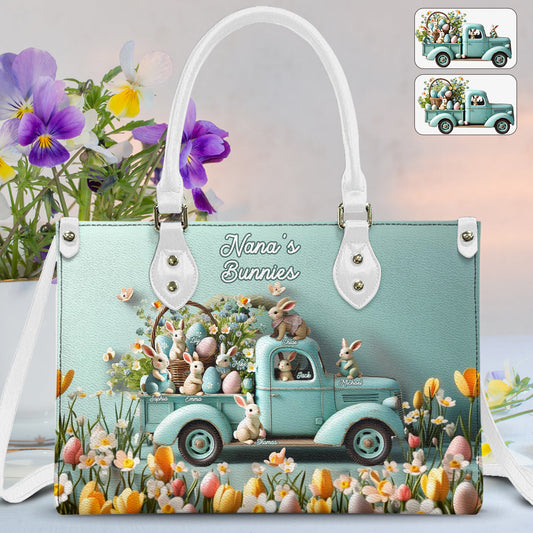Mama/ Nana's ... Bunnies - Personalized Grandma Leather Handbag