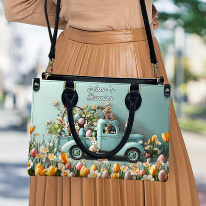 Mama/ Nana's ... Bunnies - Personalized Grandma Leather Handbag