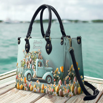 Mama/ Nana's ... Bunnies - Personalized Grandma Leather Handbag
