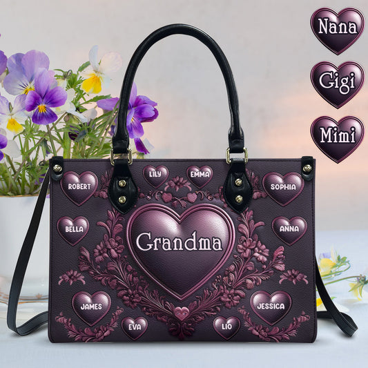 Grandma Nana Mama - Personalized Grandma Leather Handbag