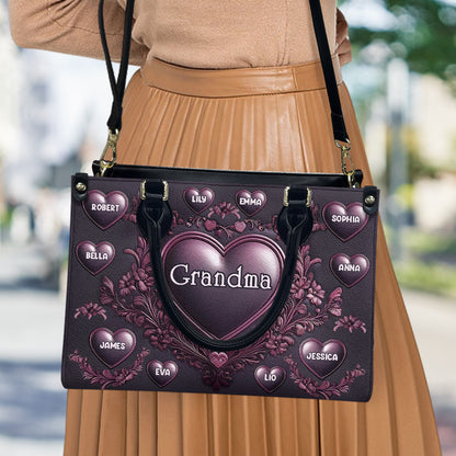 Grandma Nana Mama - Personalized Grandma Leather Handbag